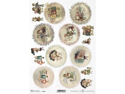 Rýžový papír A4 pro tvoření Děti, retro, zima R1490