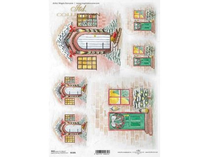 Rýžový papír A4 pro tvoření Vánoční výzdoba, dveře R1505