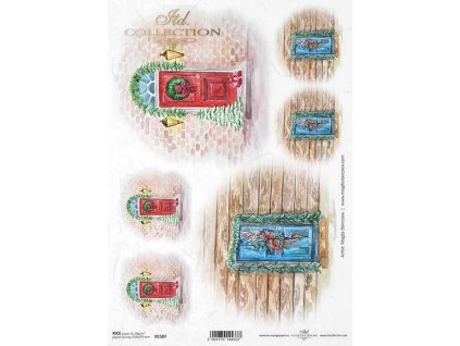 Rýžový papír A4 pro tvoření Vánoční výzdoba, dveře R1507