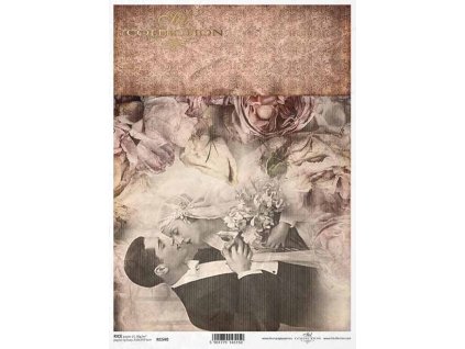 Rýžový papír A4 pro tvoření Retro svatební R1540