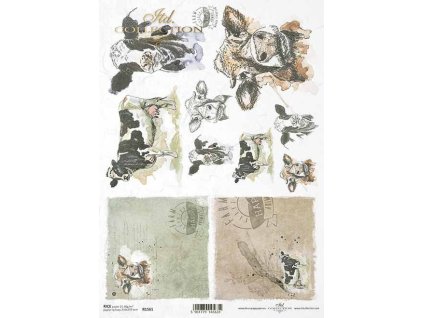 Rýžový papír A4 pro tvoření Krávy, kravičky, skot, farma R1561