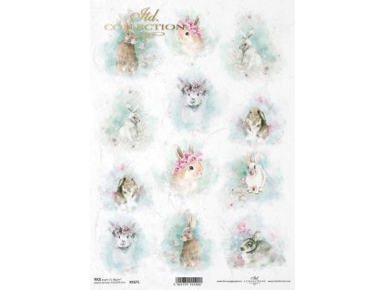 Rýžový papír A4 pro tvoření Zajíci akvarel R1671