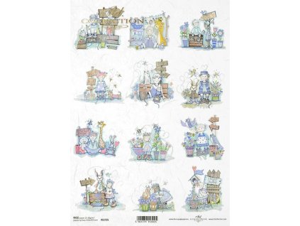 Rýžový papír A4 pro tvoření Děti, zvířátka, malované R1725