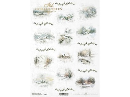 Rýžový papír A4 pro tvoření Zimní krajinky R1801