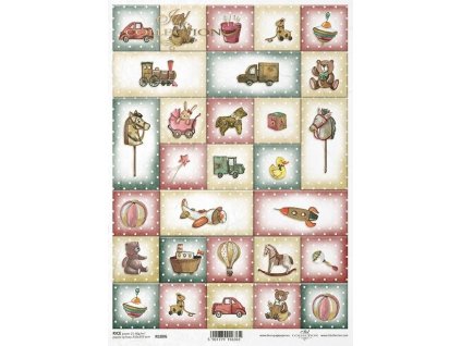 Rýžový papír A4 pro tvoření Retro hračky R1806