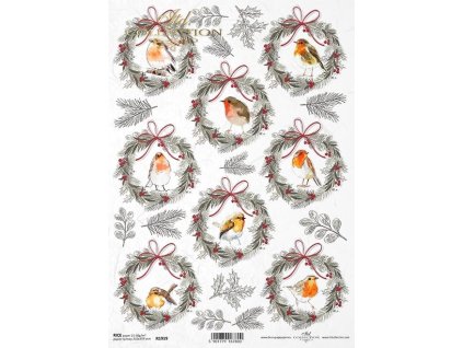 Rýžový papír A4 pro tvoření Ptáček, věneček R1919