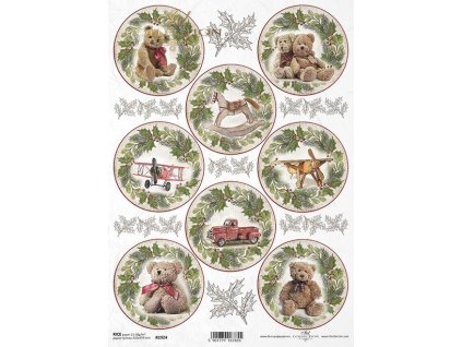 Rýžový papír A4 pro tvoření Hračky retro cesmína R1924