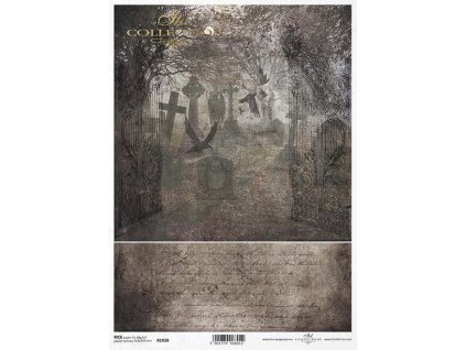 Rýžový papír A4 pro tvoření Tajemno, hroby, kříže R1928