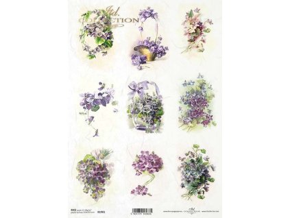 Rýžový papír A4 pro tvoření Fialky R1981