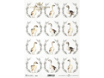 Rýžový papír A4 pro tvoření Věnečky, husy R2054