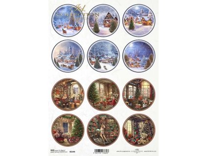 Rýžový papír A4 pro tvoření Vánoční motivy v kruhu R2144