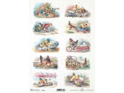 Rýžový papír A4 pro tvoření Zajíc, kuře, slepička R2166