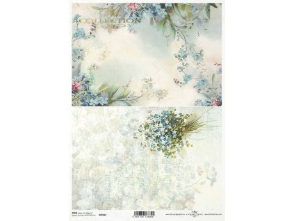 Rýžový papír A4 pro tvoření Pomněnky, noty, 2 motivy R2181