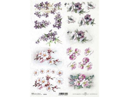 Rýžový papír A4 pro tvoření Ovocné stromy, fialky R2195