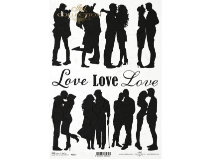 Rýžový papír A4 pro tvoření Siluety černé R2217