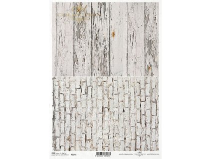 Rýžový papír A4 pro tvoření Zdivo, dřevo R2245