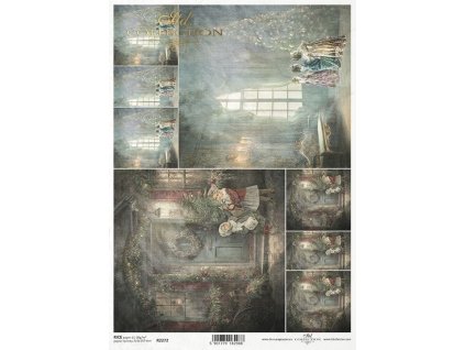 Rýžový papír A4 pro tvoření Retro vánoce R2272