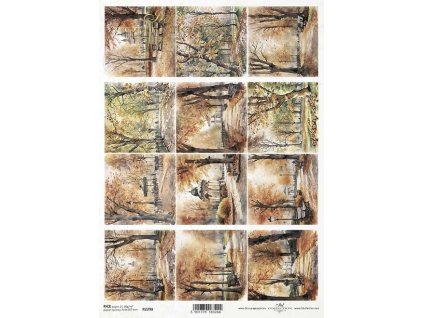 Rýžový papír A4 pro tvoření Park na podzim R2298