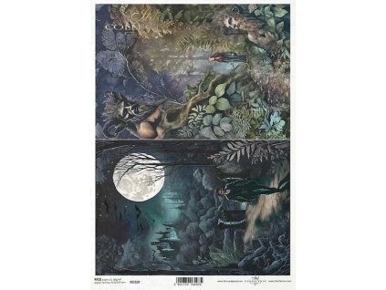 Rýžový papír A4 pro tvoření Fantasy, měsíc, hrad R2320