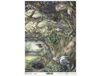 Rýžový papír A4 pro tvoření Fantasy, elfové, jednorožec R2324