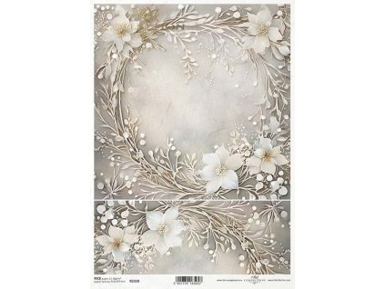 Rýžový papír A4 pro tvoření Zimní kytice R2328
