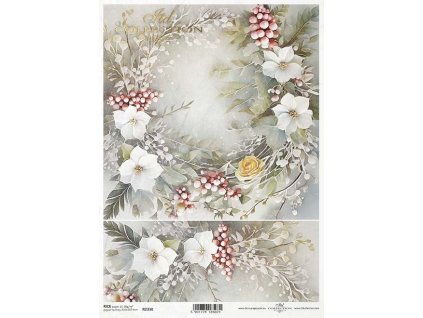 Rýžový papír A4 pro tvoření Zimní kytice R2330