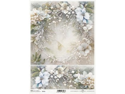 Rýžový papír A4 pro tvoření Zimní kytice R2331