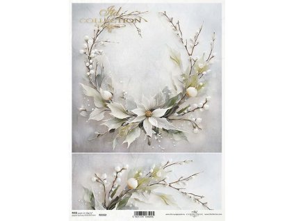 Rýžový papír A4 pro tvoření Zimní kytice R2332