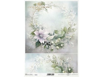 Rýžový papír A4 pro tvoření Zimní kytice R2333