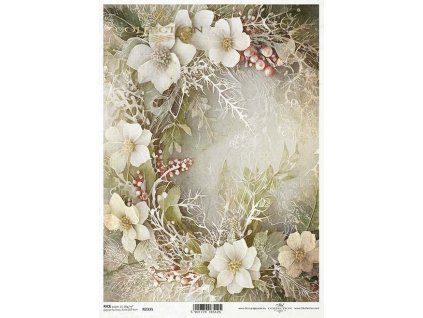 Rýžový papír A4 pro tvoření Zimní kytice R2335