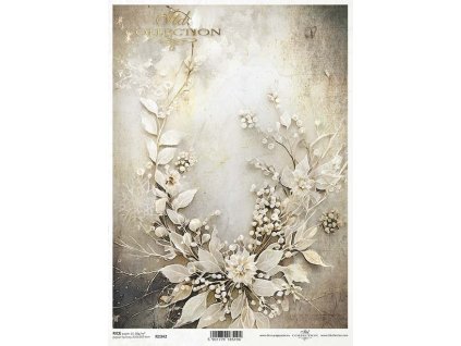 Rýžový papír A4 pro tvoření Zimní kytice R2342