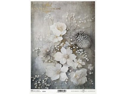 Rýžový papír A4 pro tvoření Zimní kytice R2344