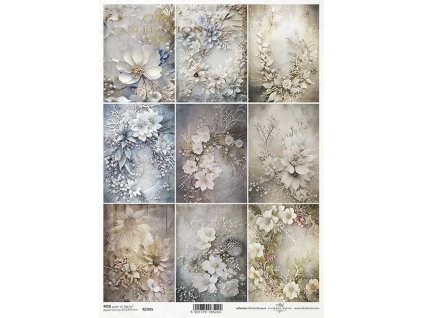 Rýžový papír A4 pro tvoření Zimní kytice, mix R2345