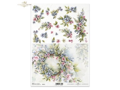 Rýžový papír A4 pro tvoření Květinový, 3D efekt R2371