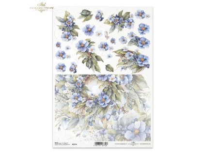 Rýžový papír A4 pro tvoření Květinový, 3D efekt R2374