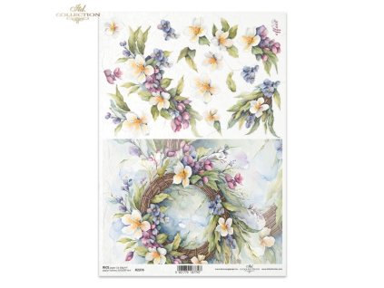 Rýžový papír A4 pro tvoření Květinový, 3D efekt R2376