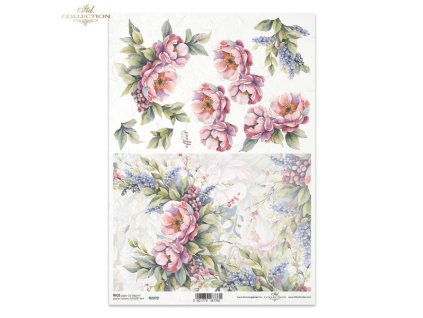 Rýžový papír A4 pro tvoření Květinový, 3D efekt R2378