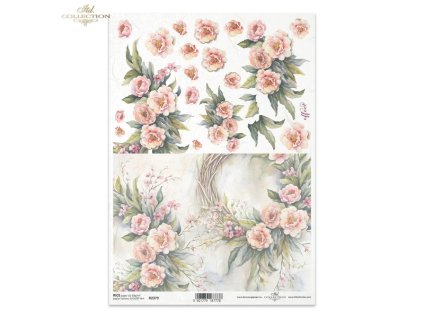 Rýžový papír A4 pro tvoření Květinový, 3D efekt R2379