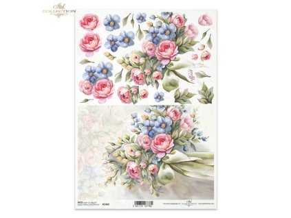 Rýžový papír A4 pro tvoření Květinový, 3D efekt R2380