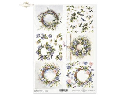 Rýžový papír A4 pro tvoření Květinový, 3D efekt R2386