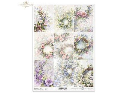 Rýžový papír A4 pro tvoření Květinové věnečky R2387