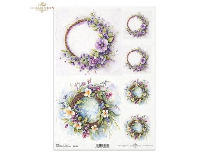 Rýžový papír A4 pro tvoření Květinové věnečky R2393