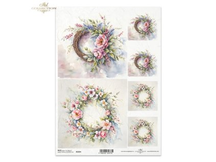 Rýžový papír A4 pro tvoření Květinové věnečky R2394