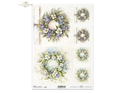 Rýžový papír A4 pro tvoření Květinové věnečky R2395