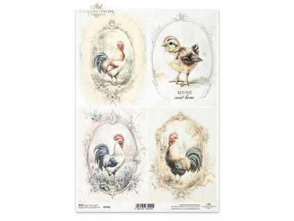 Rýžový papír A4 pro tvoření Jaro, kohouti R2562