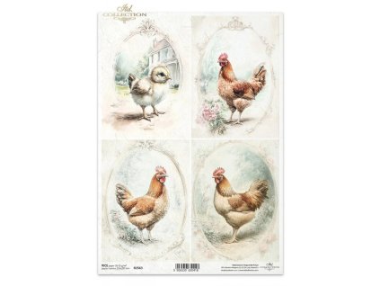 Rýžový papír A4 pro tvoření Jaro, slepice R2563