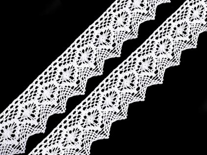 Bavlněná krajka paličkovaná šíře 46 mm - bílá - 1m