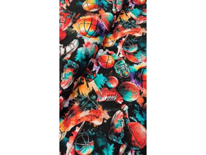 Bavlněná teplákovina šíře 180cm - Basketball (50cm)