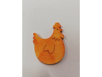 Dřevěný výřez slepička oranžová 4 cm