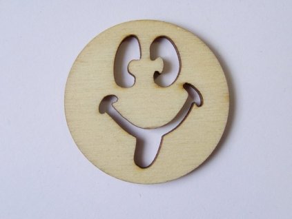 Dřevěný výřez smajlík s jazykem 4 cm